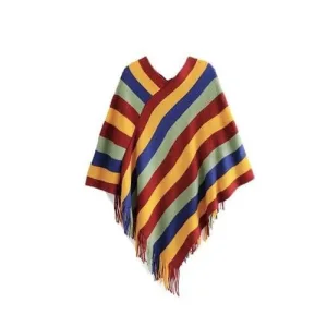 poncho femme rayures mexicain