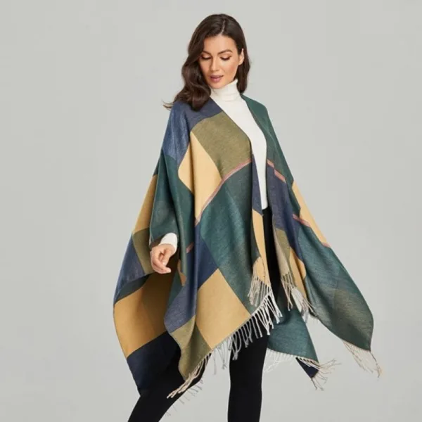 poncho femme vert