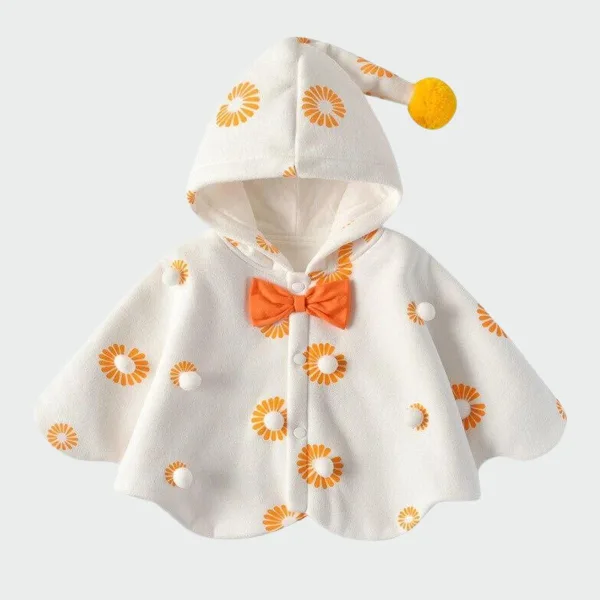 poncho fille blanc avec capuche