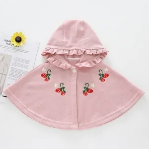 poncho fille capuche fraises