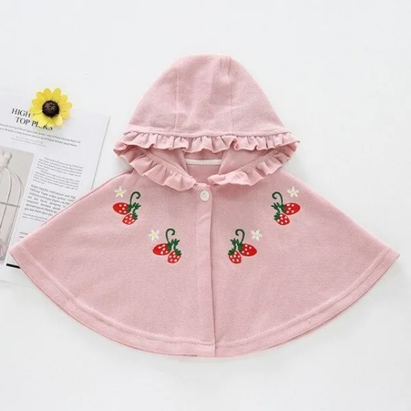 poncho fille capuche fraises