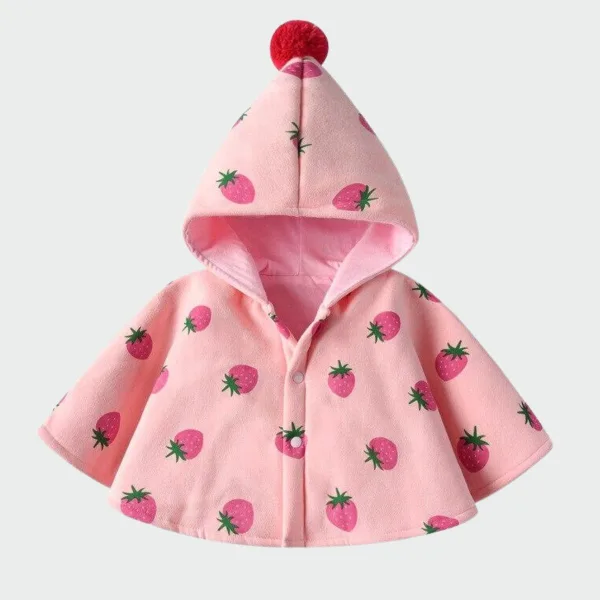 poncho fille rose fraise