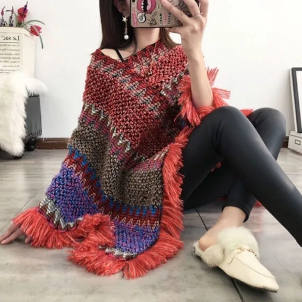 poncho grosse maille
