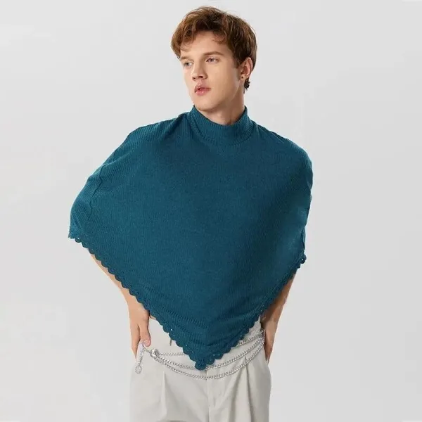 poncho homme col roulé