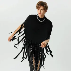 poncho homme franges