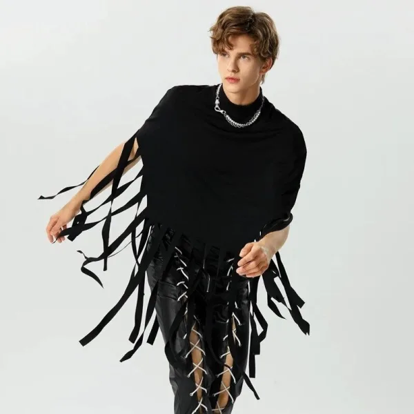 poncho homme franges