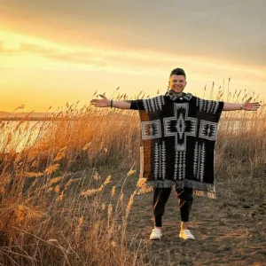poncho homme motif