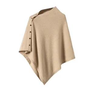 poncho laine et cachemire femme beige