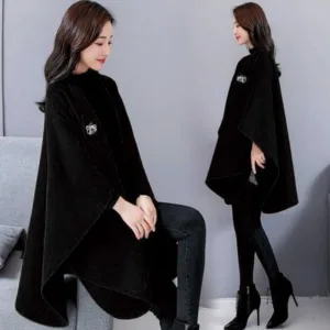 poncho laine noir