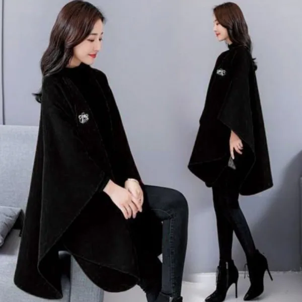 poncho laine noir