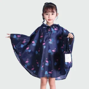 poncho pluie enfant flamants roses