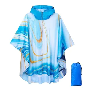 poncho pluie femme bleu doré