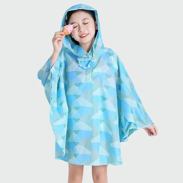poncho pluie fille bleu
