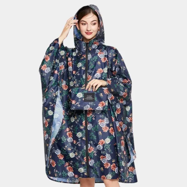 poncho pluie fleuri