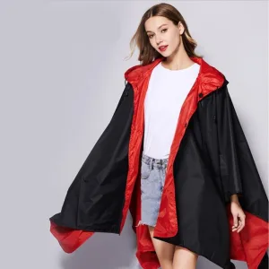 poncho pluie noir rouge