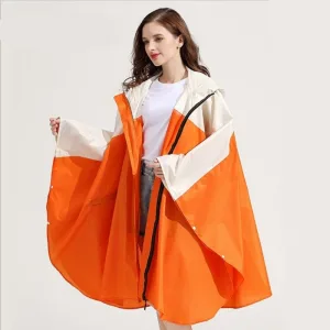 poncho pluie orange beige