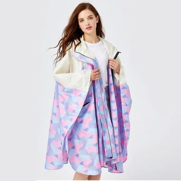 poncho pluie rose violet beige