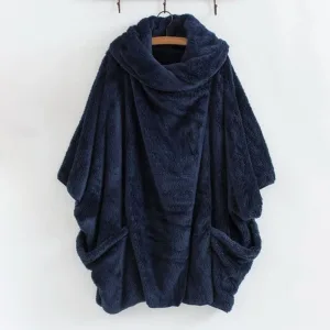 poncho polaire capuche femme