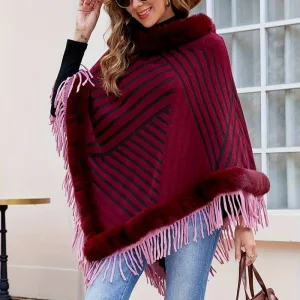 poncho polaire femme avec motif