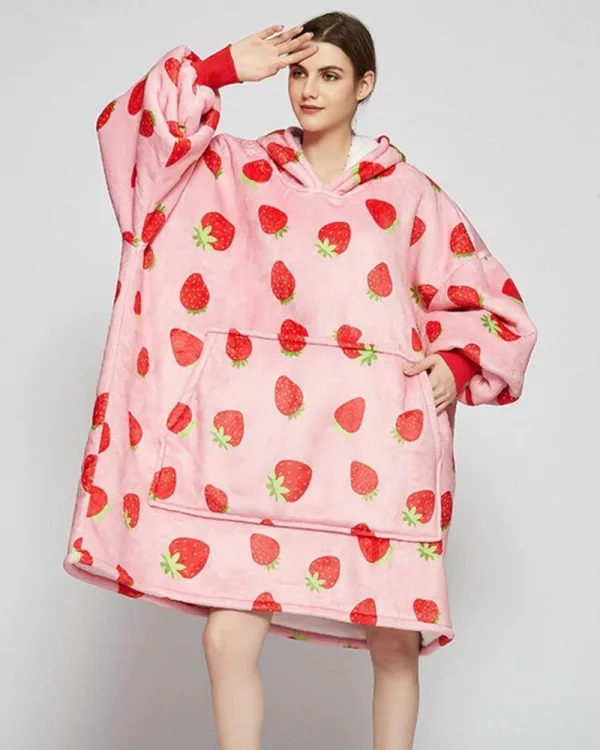 poncho polaire femme fraises