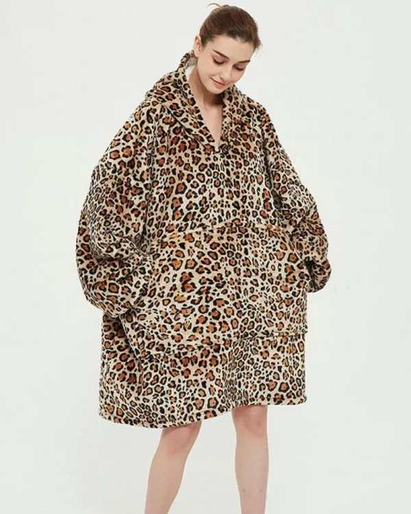 poncho polaire femme léopard