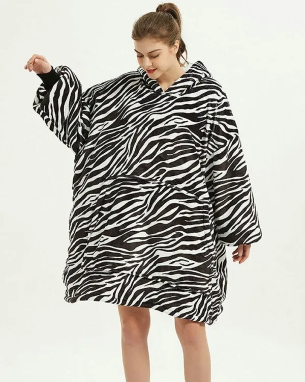 poncho polaire femme zébré