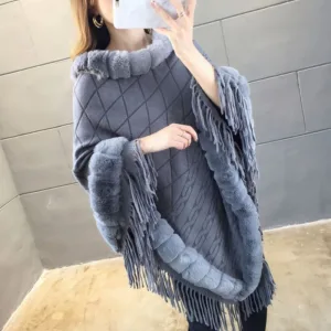 poncho polaire long femme
