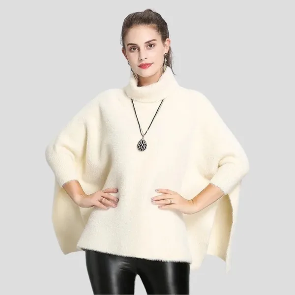poncho pull blanc femme