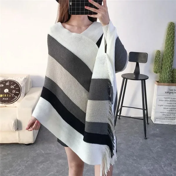 poncho pull femme laine