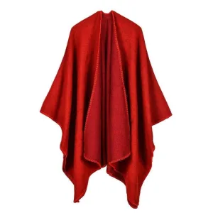 poncho rouge femme