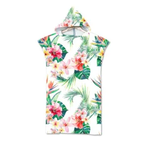 poncho surf fleurs roses