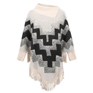 pull poncho col roulé