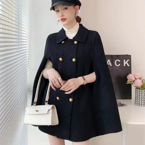 Manteau laine double boutonnage noir